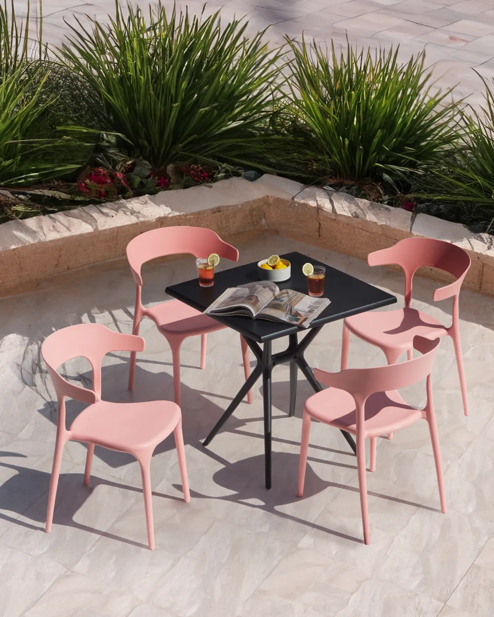 Gartenstuhl 4er Set GUBBIO Rosa