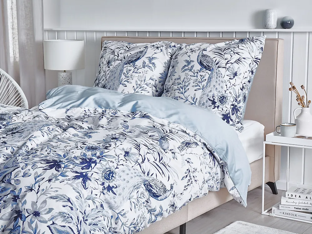 Bettwäsche-Set BALLARD 155 x 220 cm Baumwollsatin Blau_1179953