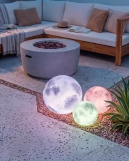 LED Outdoor Kugelleuchten 3er Set LUNICE mit Fernbedienung Cremeweiß_1105864