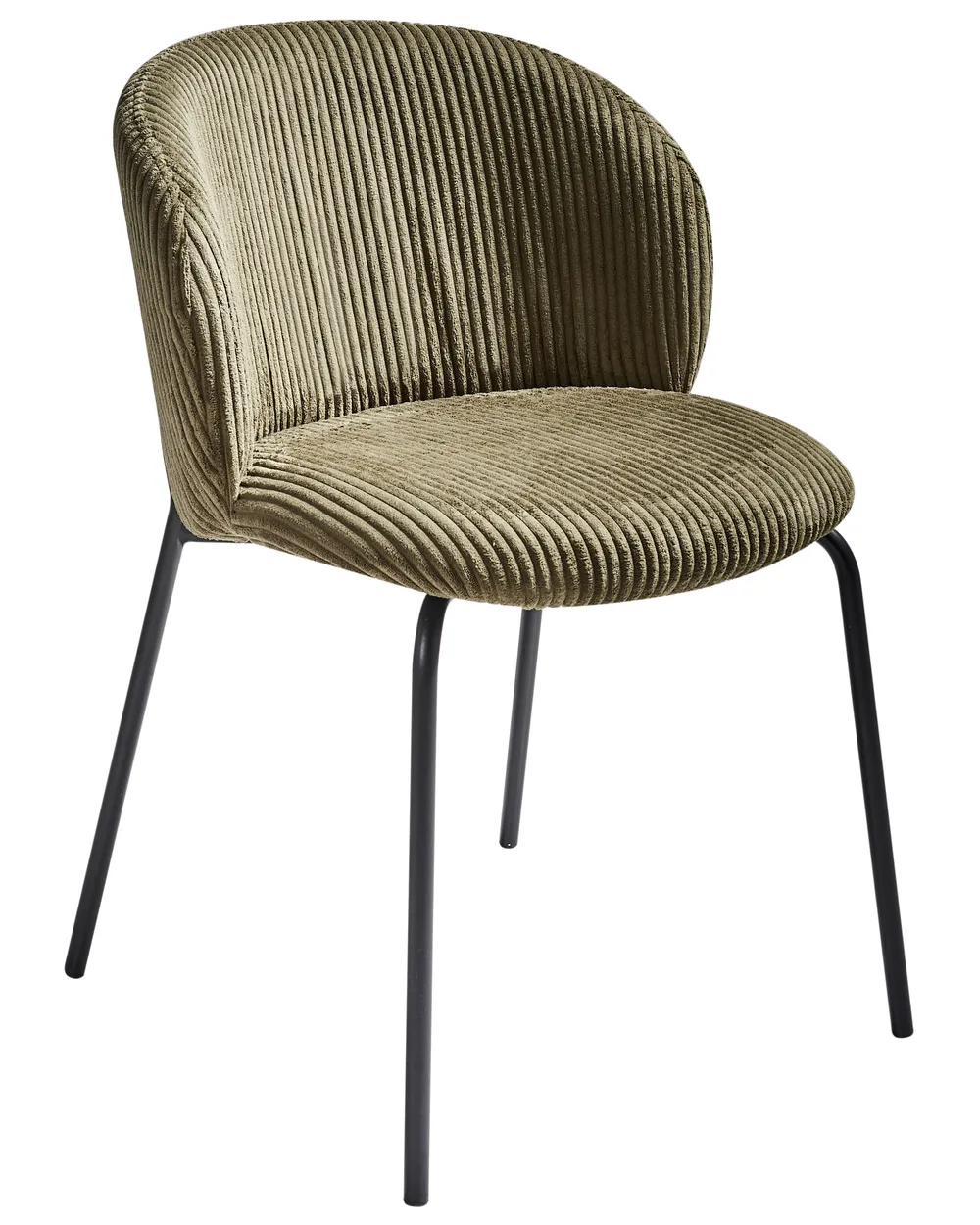 Set of 2 Dining Chairs MILES Corduroy Olive Green_963422