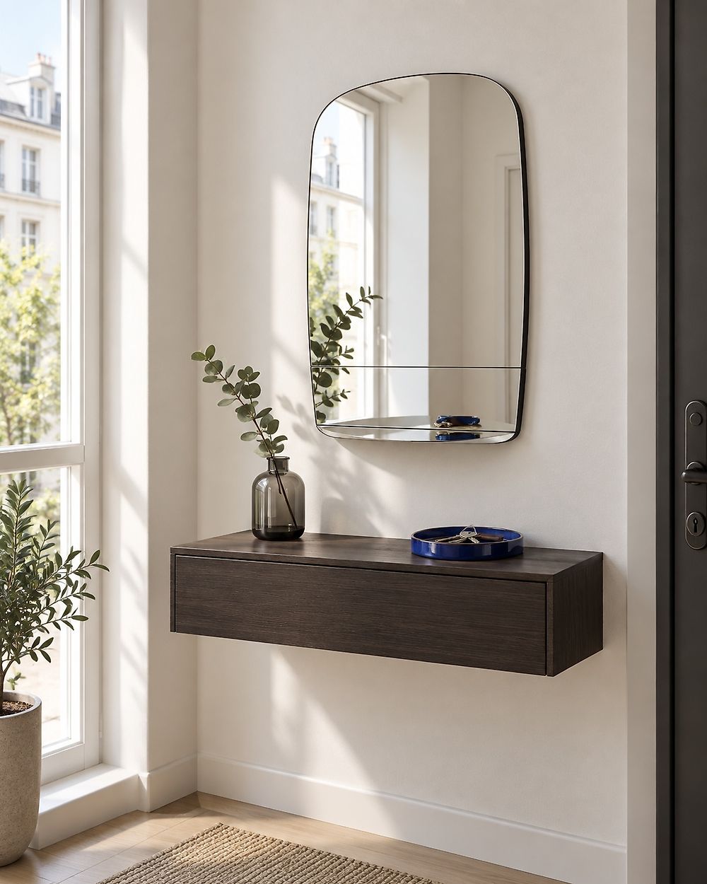 Wandspiegel met plank BRANNAY 40 cm 60 cm Zilver