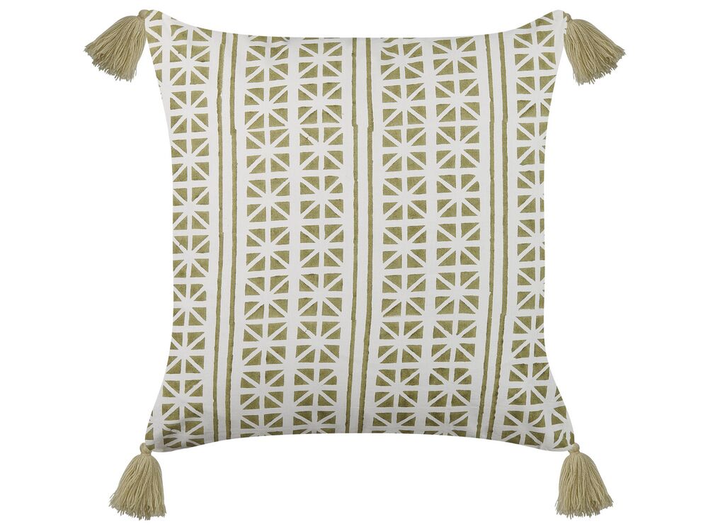 Throw Cushion SYRINGA 45 x 45 cm Cotton Green Geometric Pattern