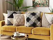 Dekokissen 2er Set BHUSAWAL 50 x 50 cm Baumwolle Schwarz Geometrisches Muster_1178285