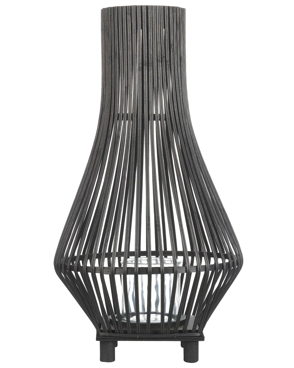 Laterne LEYTE 58 cm Bambus Schwarz