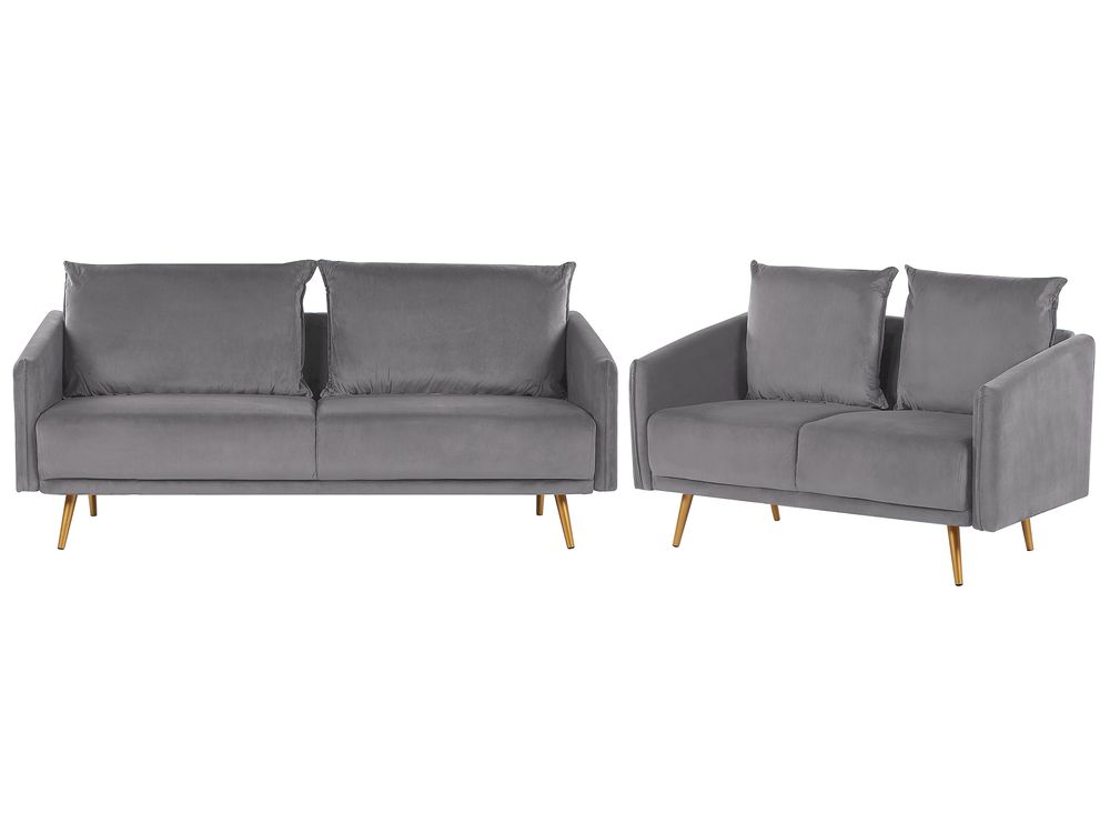 Living Room Set 5 Seater MAURA Velvet Grey
