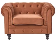 Living Room Set 4 Seater CHESTERFIELD Velvet Golden Brown_1036596