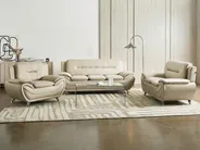 Sofa 3-Sitzer LEIRA Kunstleder Beige_1058723