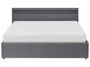 Bett mit Stauraum und LED-Beleuchtung ARMELLE Stoff Dunkelgrau 160 x 200 cm_992854