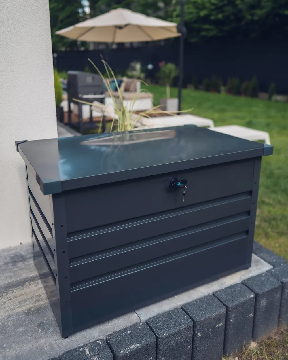 Aufbewahrungsbox CEBROSA 100 cm 62 cm Metall Graphitgrau_933223