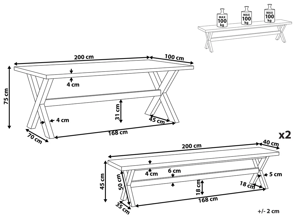 Gartenmöbel Set mit Bänken 6-Sitzer OLBIA Beton Grau_807310