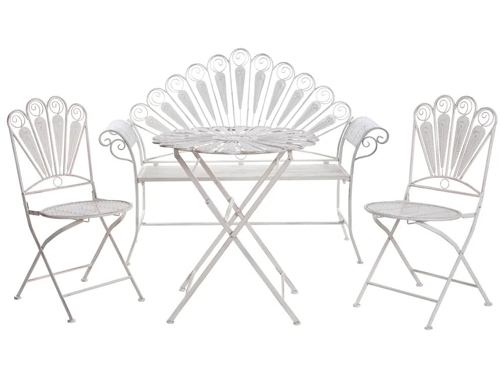 Bistro-Set mit Bank PAVIA Metall Cremeweiß