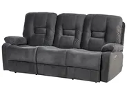 Electric Recliner Sofa 3 Seater BERGEN Velvet Dark Grey_1071178