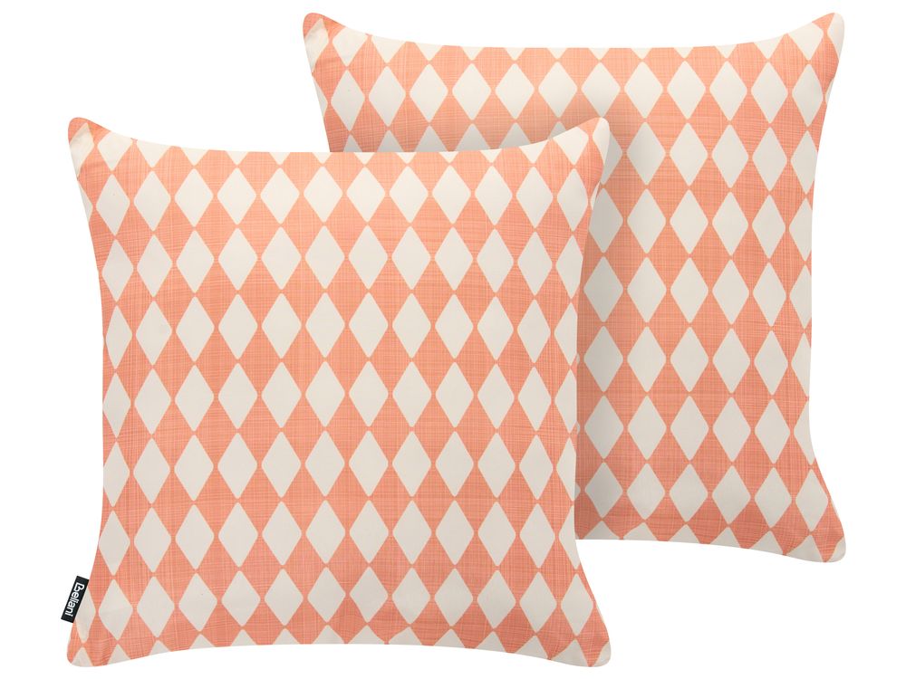 Gartenkissen 2er Set GREVILLEA Kariertes Muster 45 x 45 cm Hellrot