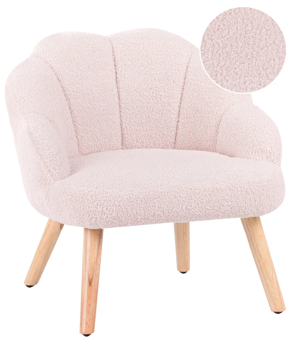 Kindersessel MILAND Bouclé Pastellrosa