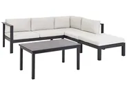 Garden Corner Sofa with Table 5 Seater MESSINA Metal Off-White Left Hand_929522