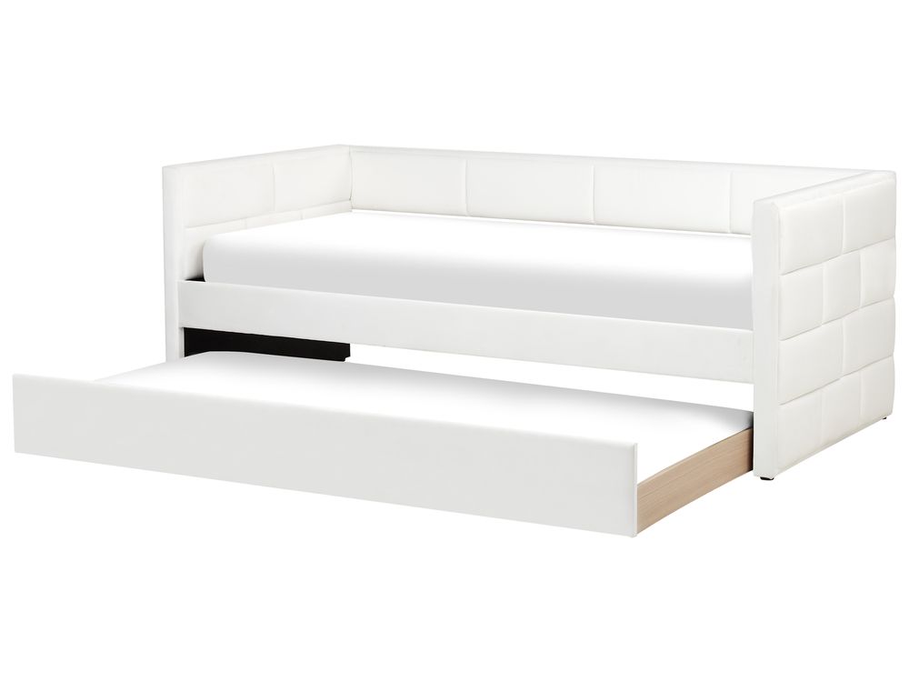 Trundle Bed Velvet CHAVONNE 90 x 200 cm (EU Single) Off-White