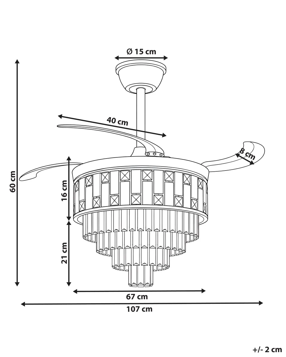 Plafondventilator met verlichting ALAPAHA met afstandsbediening LED Goud_1125780