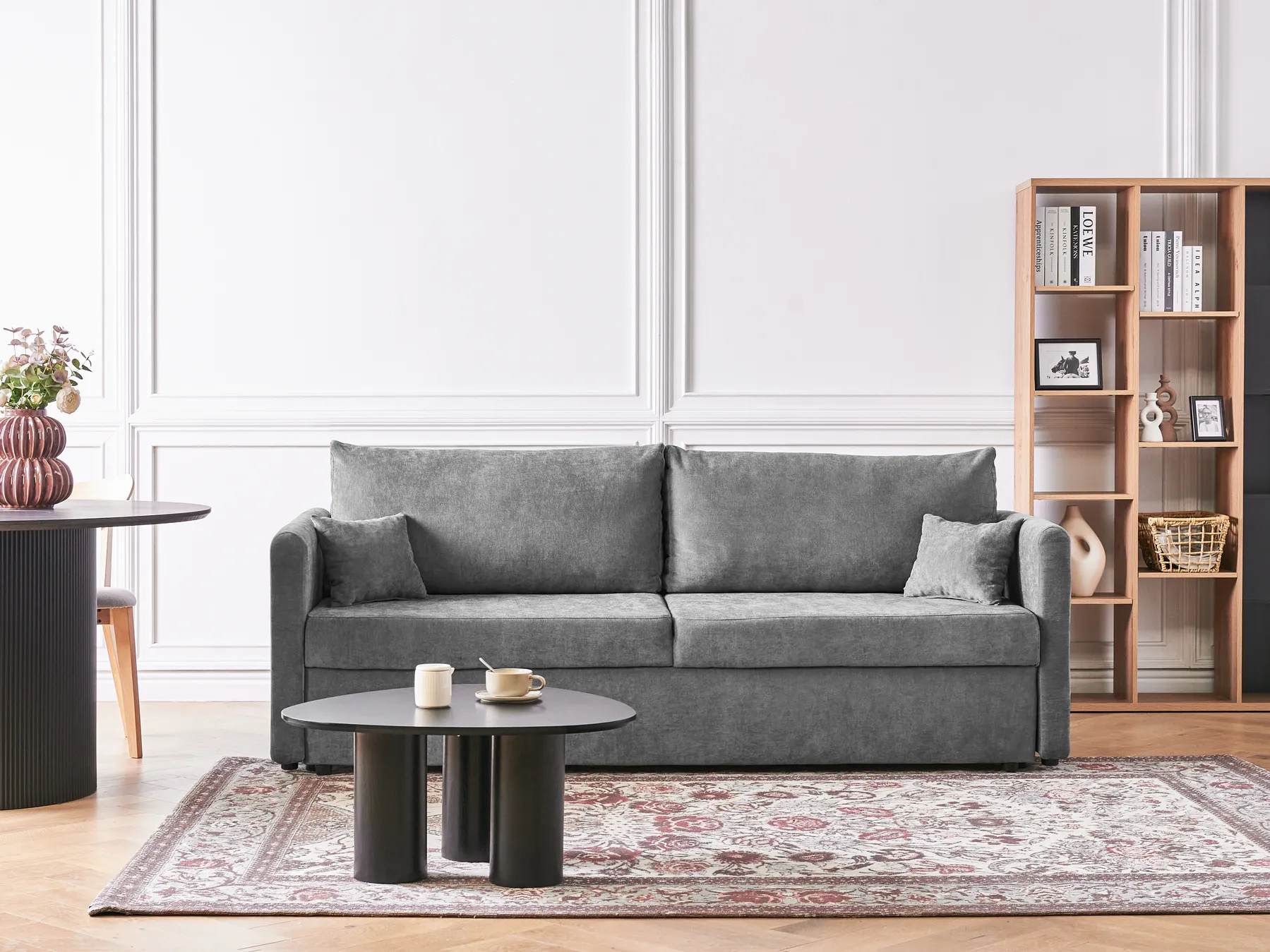 Sofa Bed 3 Seater BLEIK with Storage Chenille Light Grey_944953