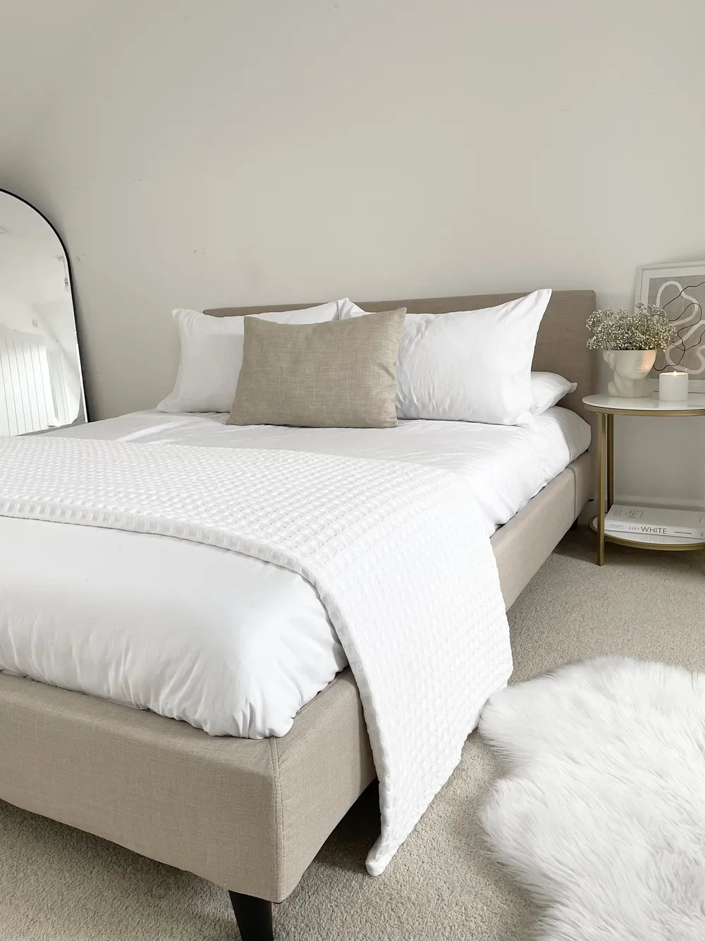 Bett mit Lattenrost Stoff FITOU 160 x 200 cm Beige_826402