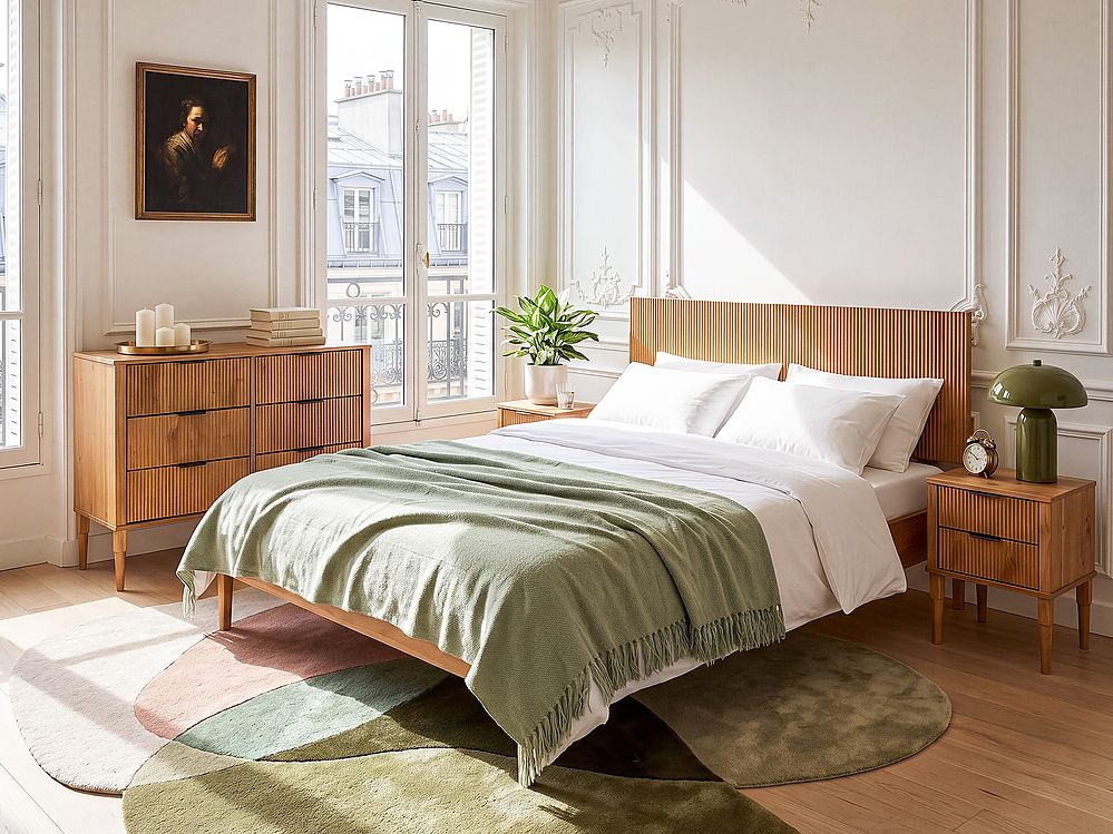 Bedroom Set Pine Wood AMBAZAC 120 x 200 cm (EU Small Double) Light Brown