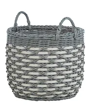 Blumenkorb 3er Set GEFIRA 31/39/49 cm Polyrattan Grau_826526