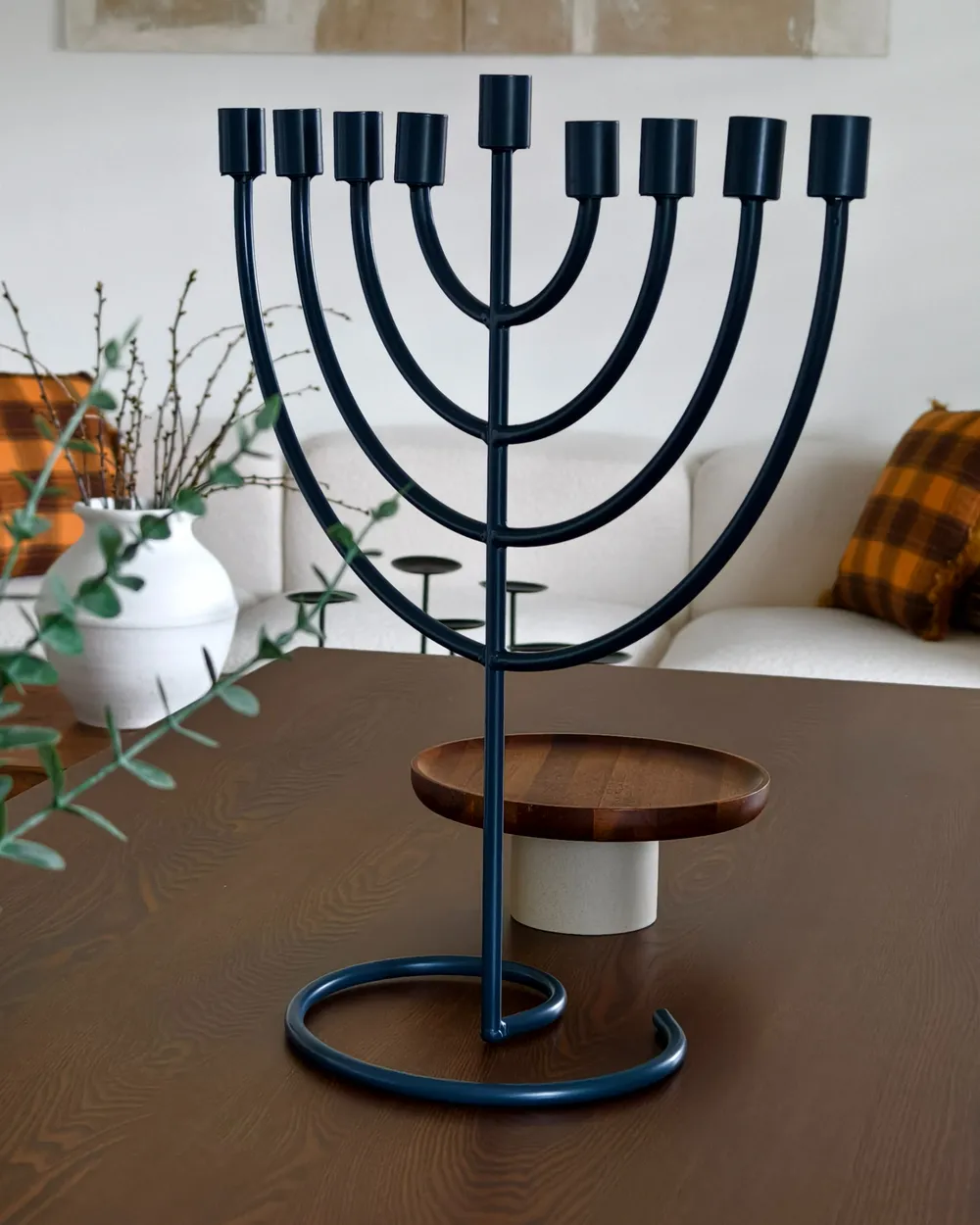 Candle Holder AMORA 50 cm Metal Blue_989095