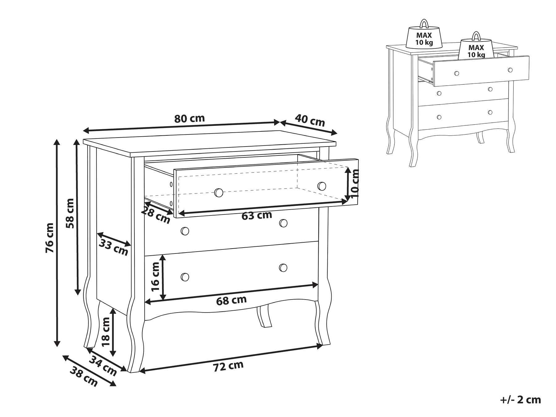 3 Drawer Chest NUNDLE White_1100114
