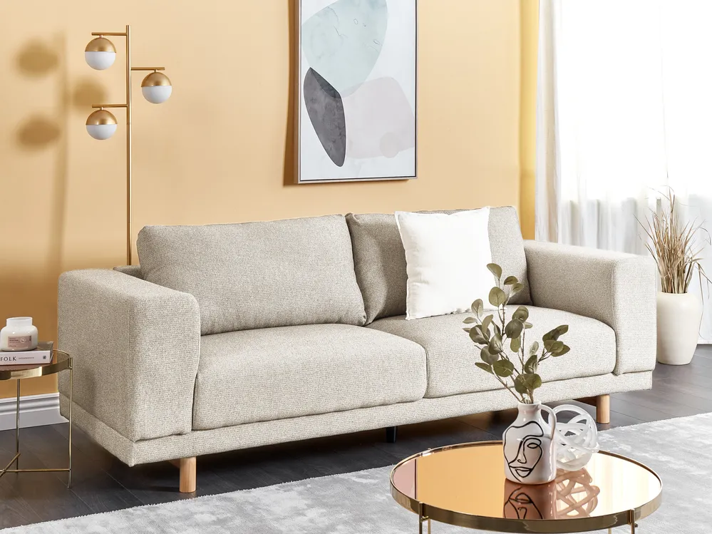 Sofa 3-Sitzer NIVALA Stoff Hellbeige