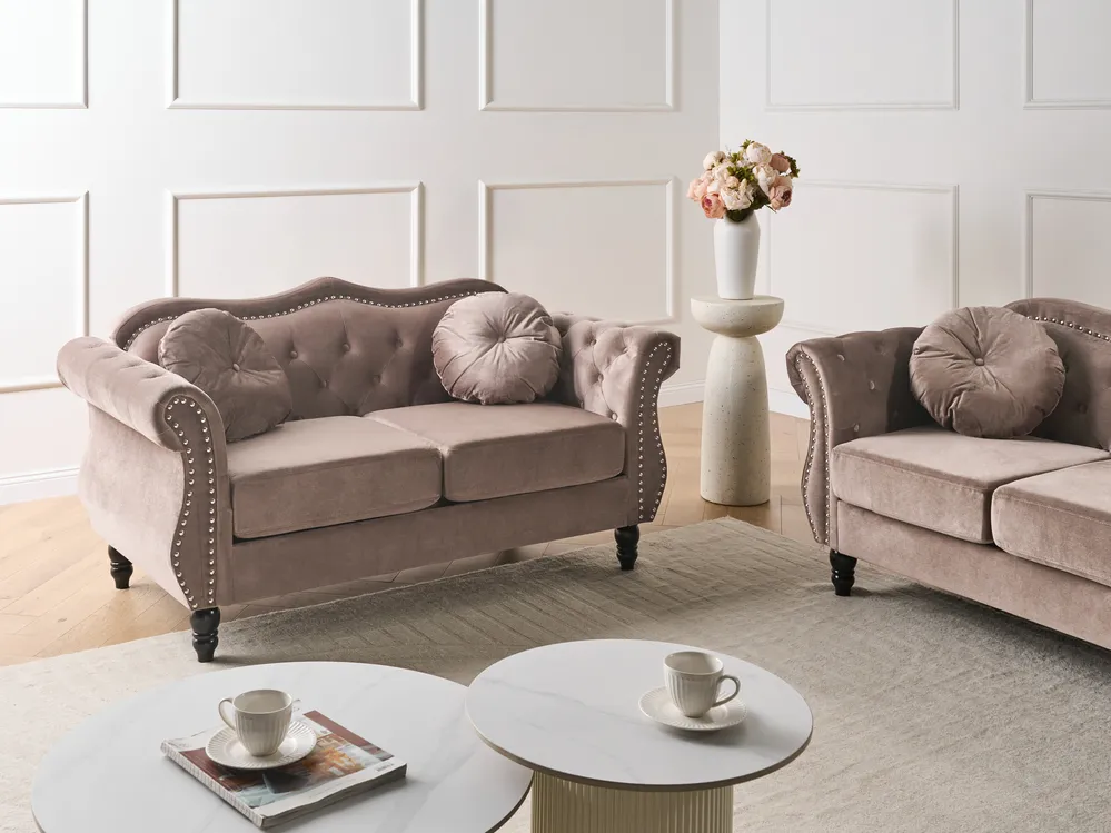 Sofa 2-Sitzer SKIEN Samtstoff Taupe