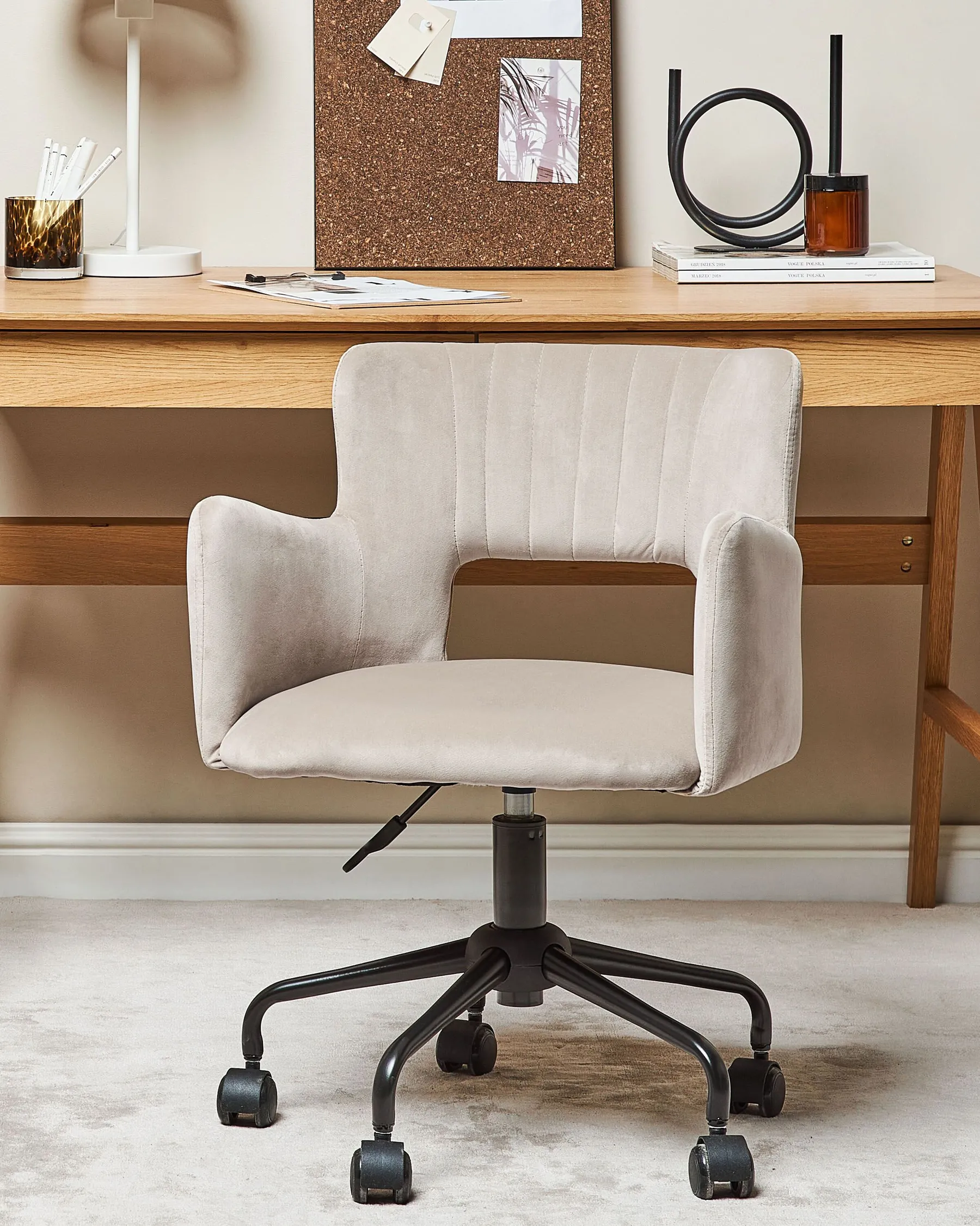 Desk Chair SANILAC II Velvet Taupe_855169