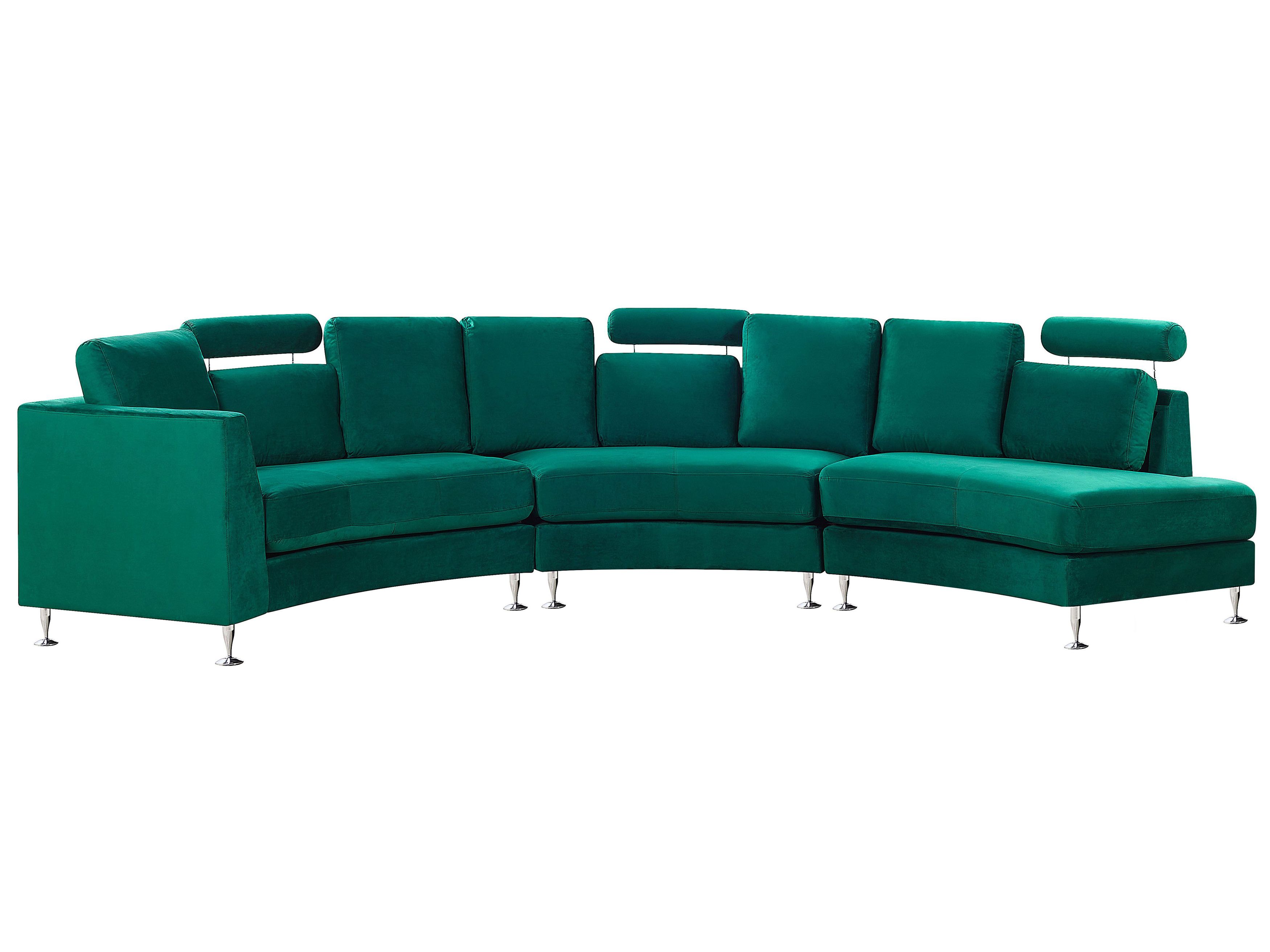 Halbrundes Sofa 7-Sitzer ROTUNDE Samtstoff Dunkelgrün | Beliani.ch