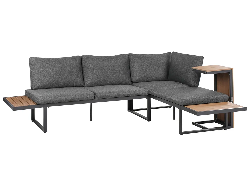 Hoekloungeset met tafel 4-zits PIENZA Lichtbruin/grijs linkszijdig_1003080