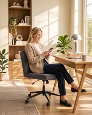 Desk Chair GEDDES Corduroy Grey_1102380