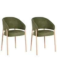Set of 2 Dining Chairs ZANE Fabric Green_1160996