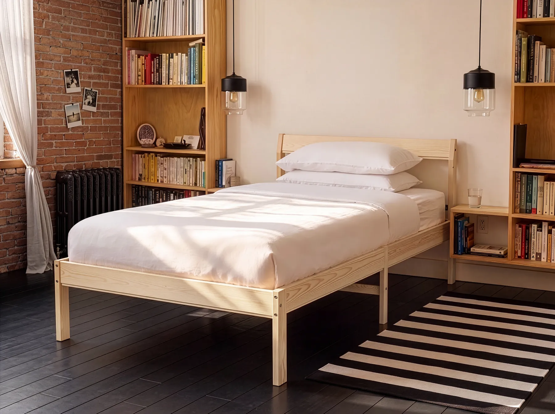 Bett mit Lattenrost Kiefernholz MADONE 90 x 200 cm Hellbraun_1123806