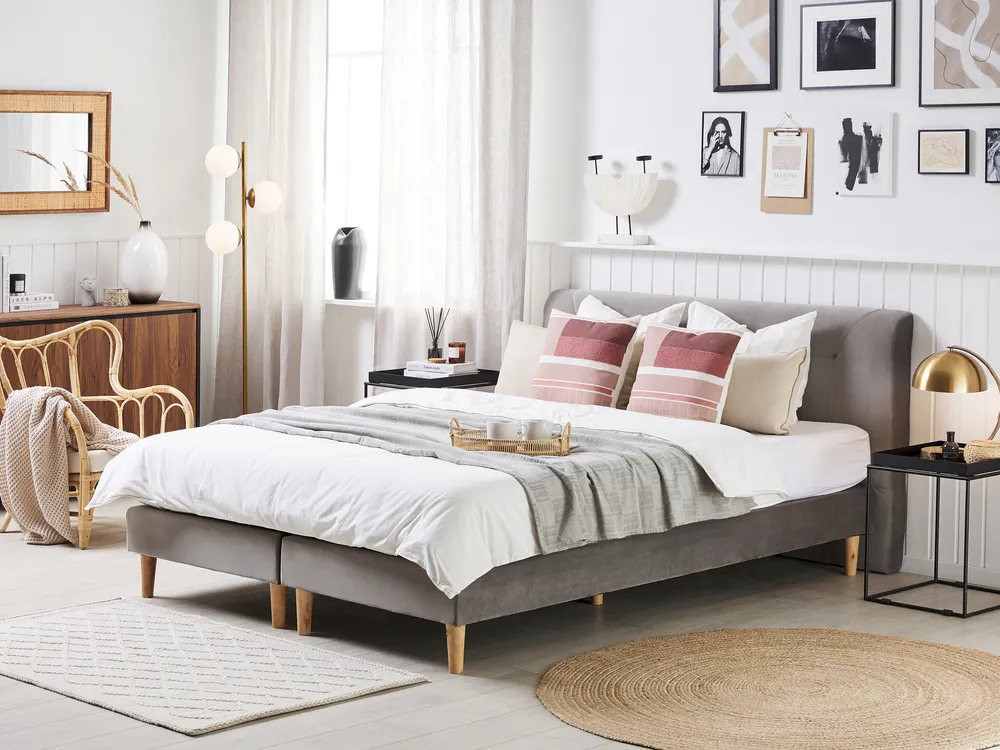 Boxspringbett Samtstoff MARQUISE 160 x 200 cm Grau