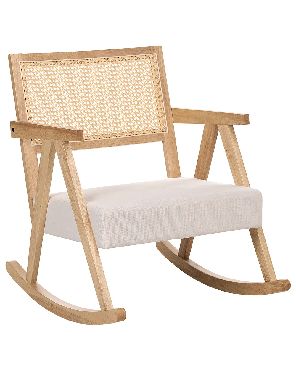 Linards Point Light Rya Chart Rocking Chair RYA Wood Light Brown/ Light Beige | Beliani.dk