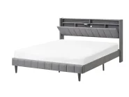 Bed with LED BEAULIEU Fabric Dark Grey 180 x 200 cm (EU Super King) with USB Port with Storage_993584