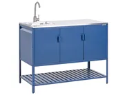 3 Piece Outdoor Kitchen Set with Sink MAENZA Blue Metal_1044933