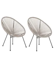 Gartenstuhl 2er Set ACAPULCO II Polyrattan Hellgrau_811617