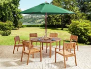 Gartenmöbel Set 6-Sitzer AGELLO mit Schirm (12 Optionen) Akazienholz Braun_924408