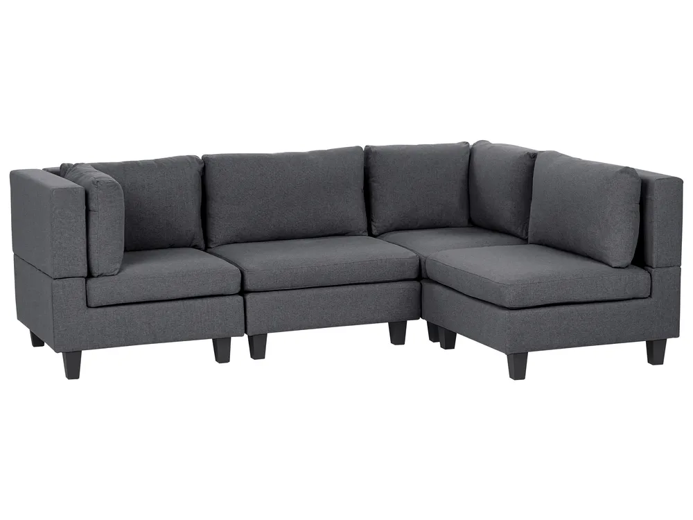 Modular Corner Sofa 4 Seater UNSTAD Fabric Dark Grey Left Hand_924611