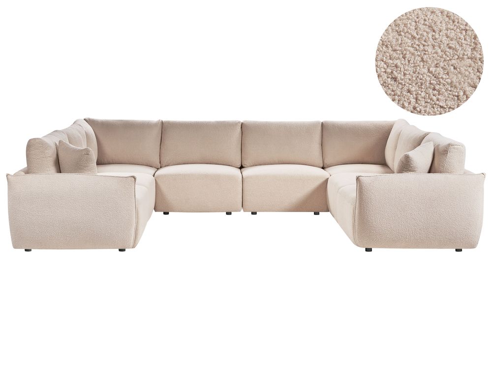 Modulaire U-vormige bank 8-zits MESNALI Bouclé Beige