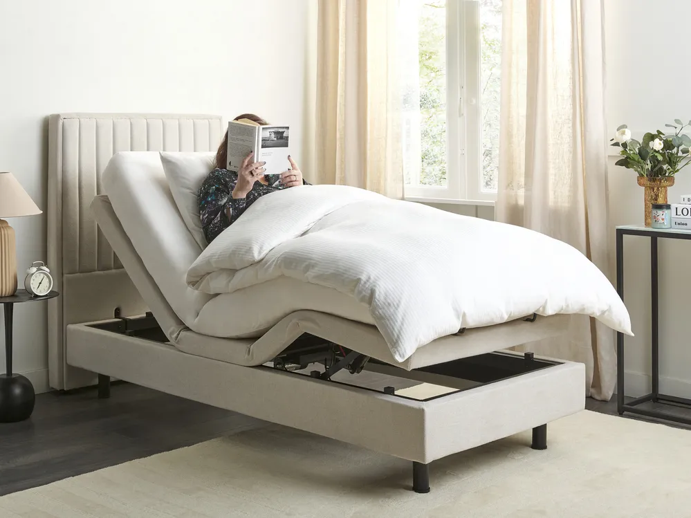 Adjustable Bed Fabric DUKE II 80 x 200 cm (EU Small Single) Light Beige_910499