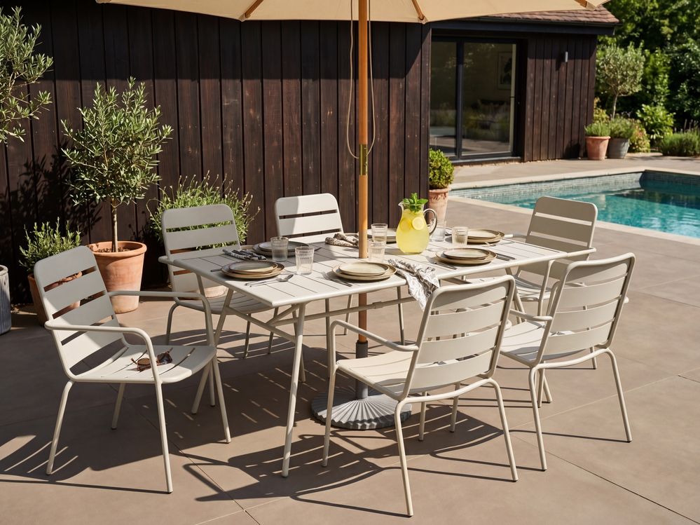 Gartenmöbel Set 6-Sitzer TERENZO Metall Hellbeige