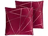 Dekokissen 2er Set PINUS 45 x 45 cm Samtstoff Rot Geometrisches Muster