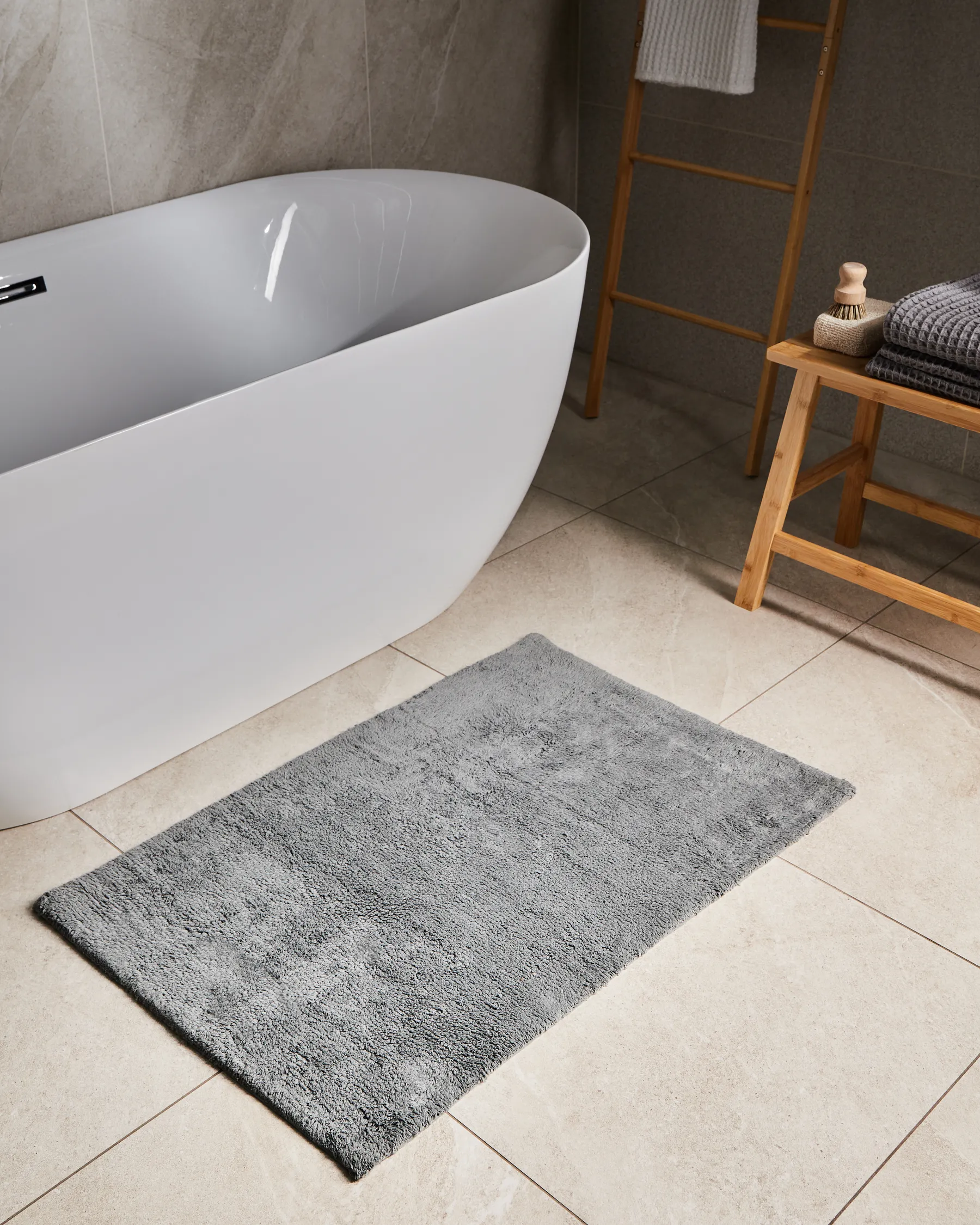Badematte GOELA Grau 60 x 90 cm Baumwolle_1025869