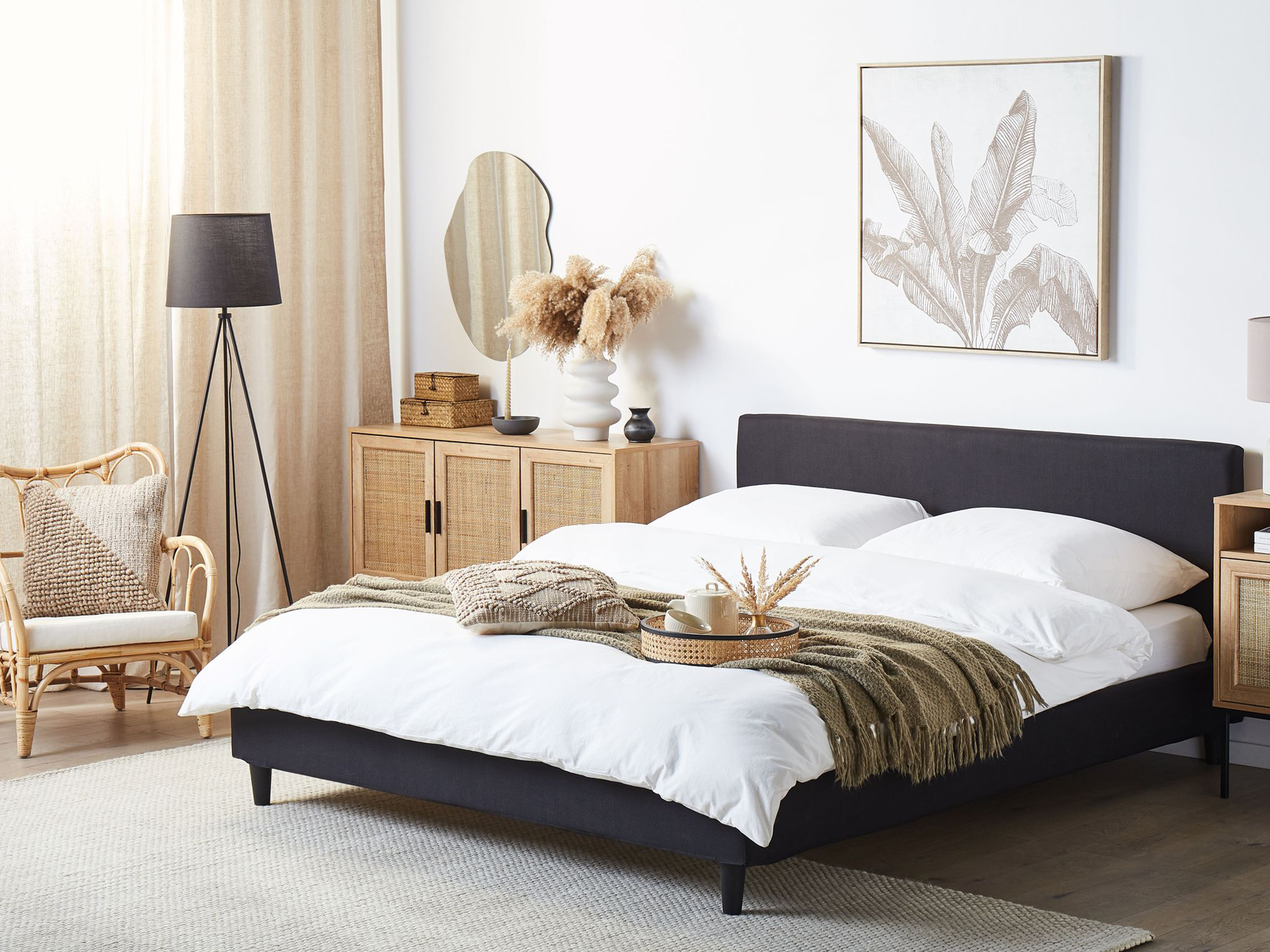 Bed Fabric FITOU 160 x 200 cm (EU King Size) Black