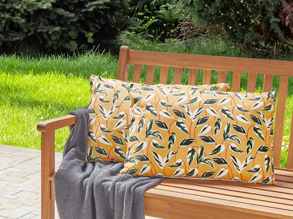 Gartenkissen 2er Set TAGGIA Pflanzenmuster 40 x 60 cm Gelb
