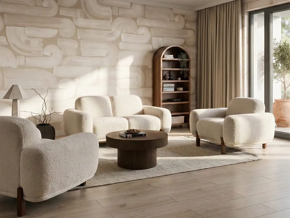 Sofa Set 4-Sitzer ODNES Bouclé Weiß